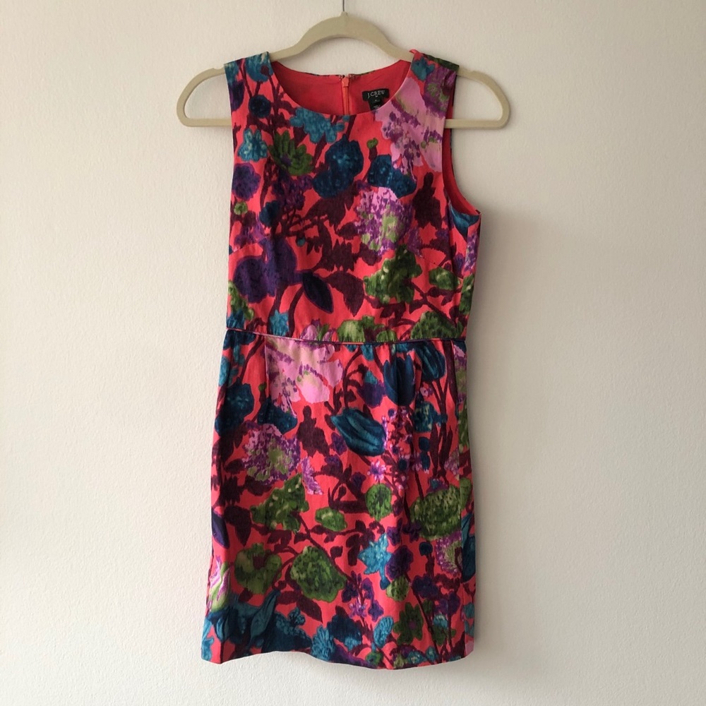 J. Crew Pink Floral Sleeveless Midi Dress